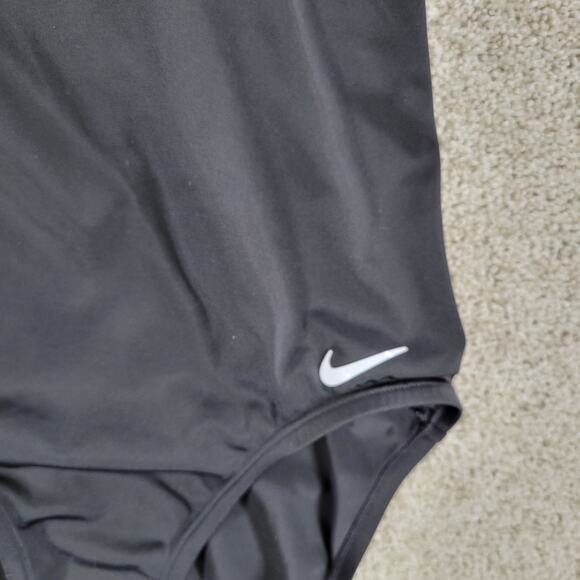 Nike Rush High Neck One Piece Swimsuit Womens M Black White Geo Criss Cross Back - Picture 13 of 16